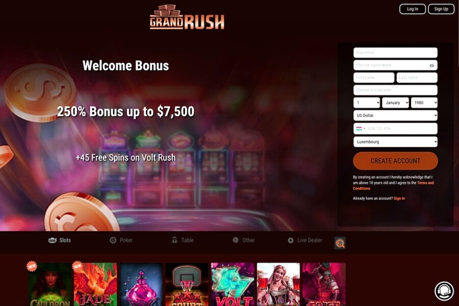 Grand Rush Casino Sign Up: Create Your Player Account